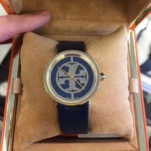 Tory Burch Women's Reva Blue Leather Strap Watch